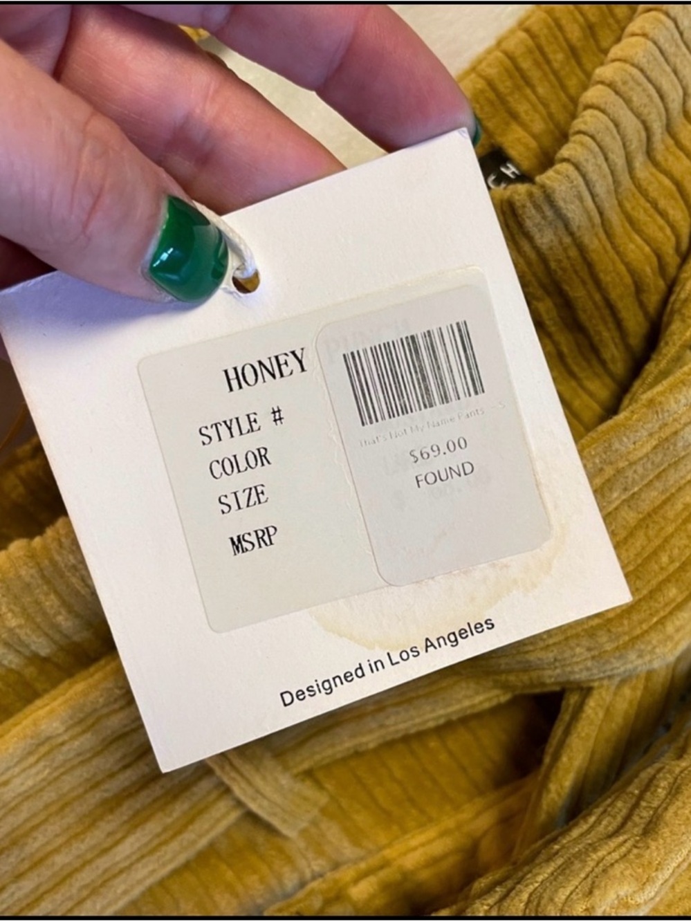 Honey Punch Olive Green Ribbed Wide Leg Pants with Belt - Picture 5 of 5
